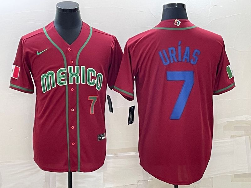 Men 2023 World Cub Mexico #7 Urias Red Nike MLB Jersey